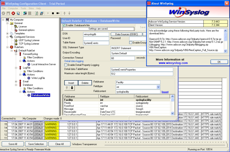 WinSyslog Screenshot